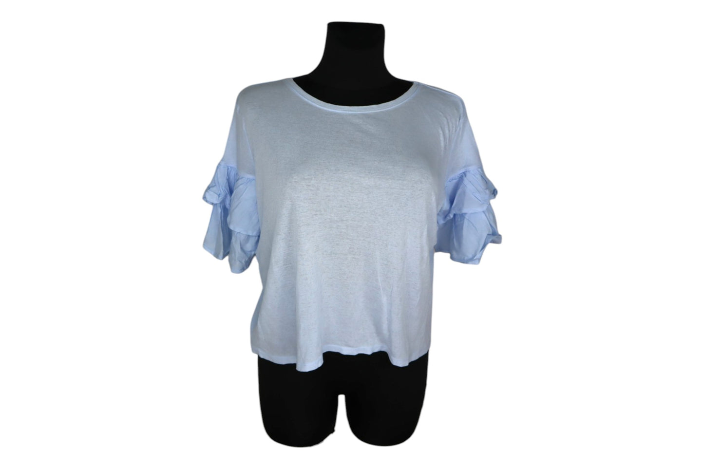 Modré tričko s volánky