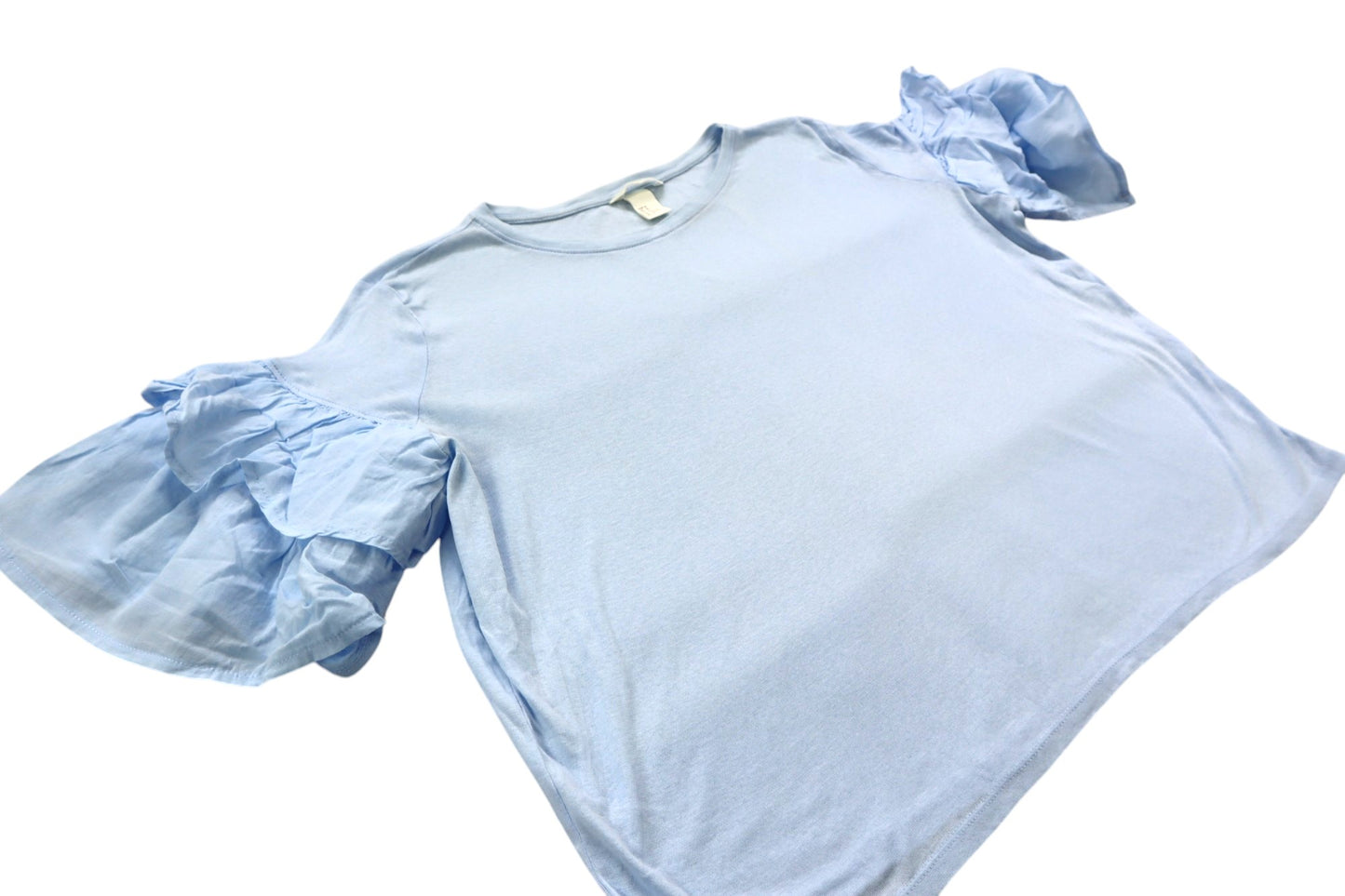 Modré tričko s volánky