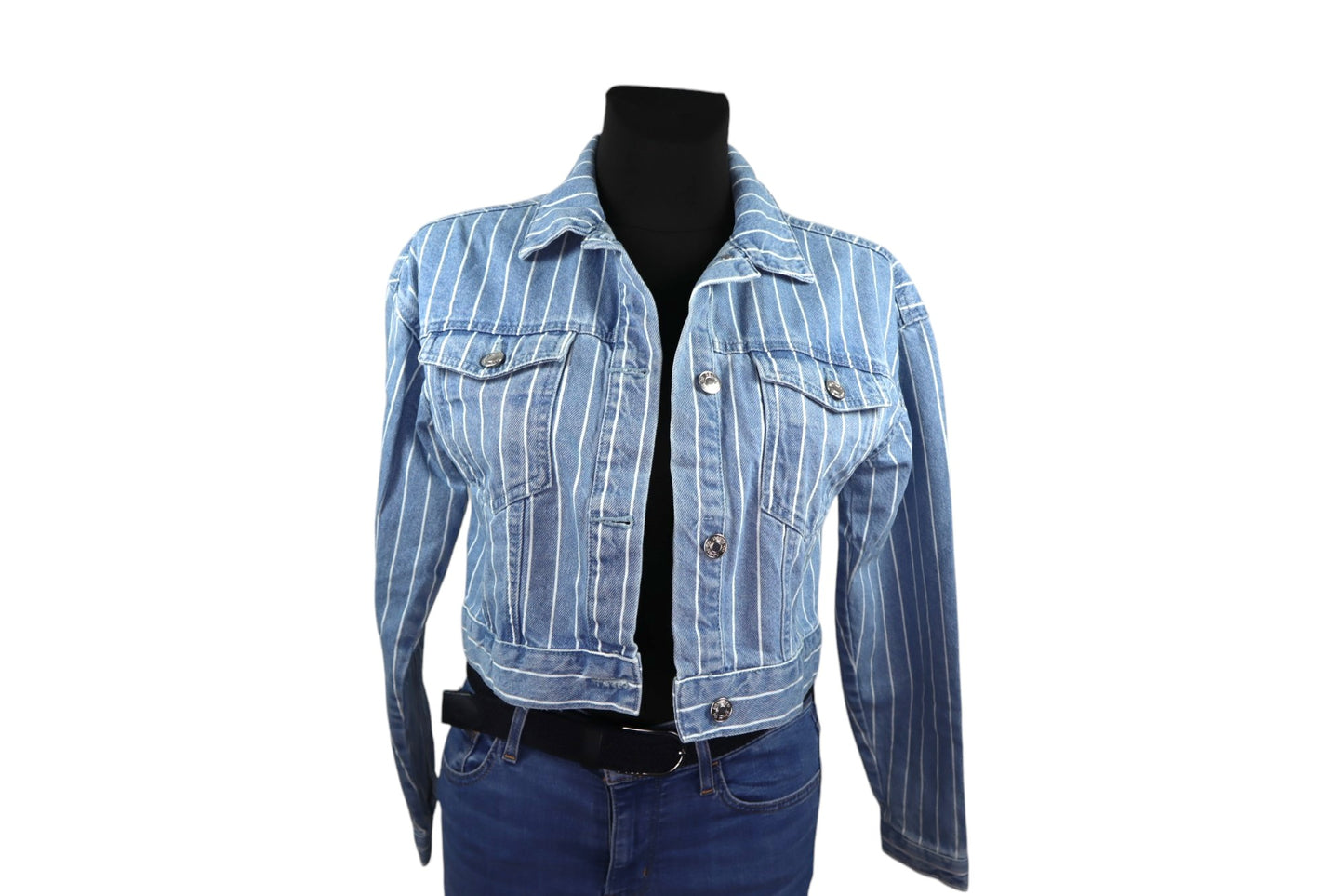 Džínová crop bunda