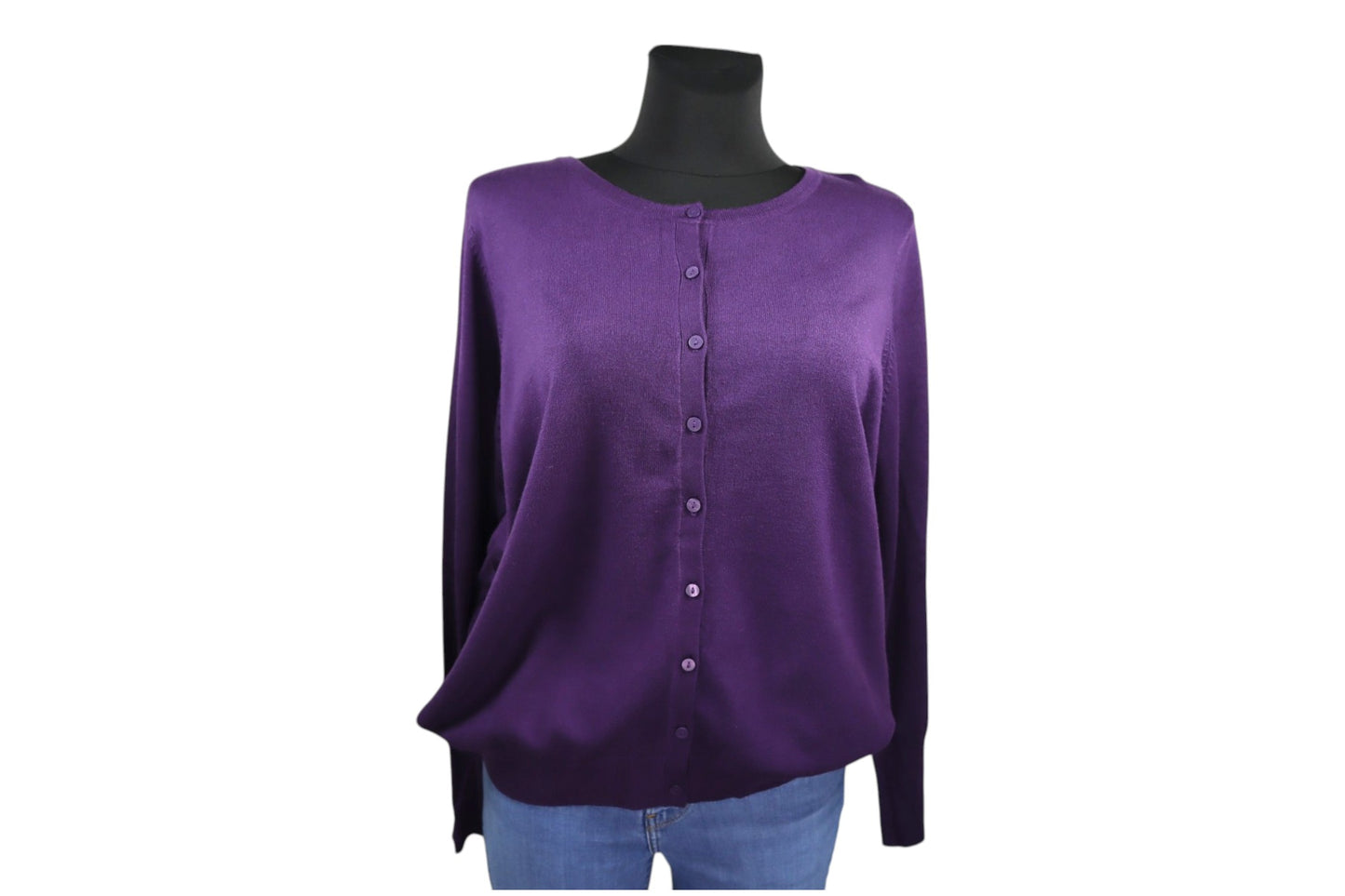 Fialový zapínací svetřík