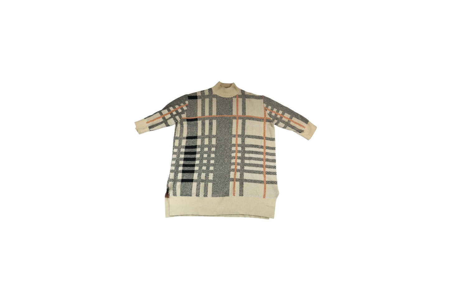 Béžové svetro šaty se vzorem